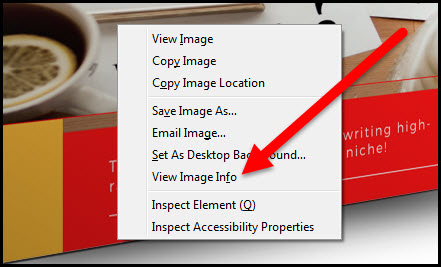 View Image Info Link in Firefox Pop Up Box