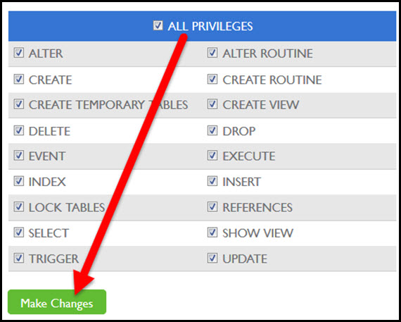 all privileges make changes button