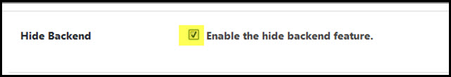 enable hide backend feature