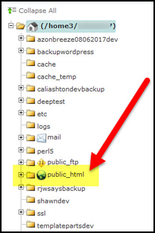 public html in file manager