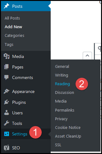 reading settings in wordpress