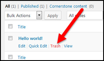 trash link for wordpress post