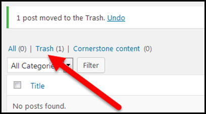 trash list of wordpress posts