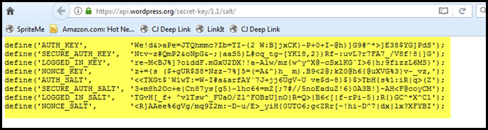 wordpress salt key generator