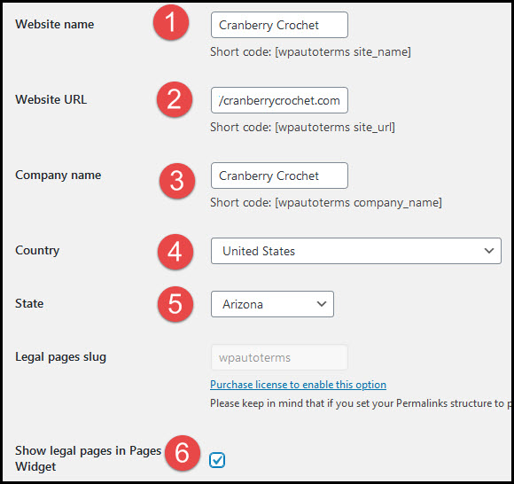 wp autoterms setting options