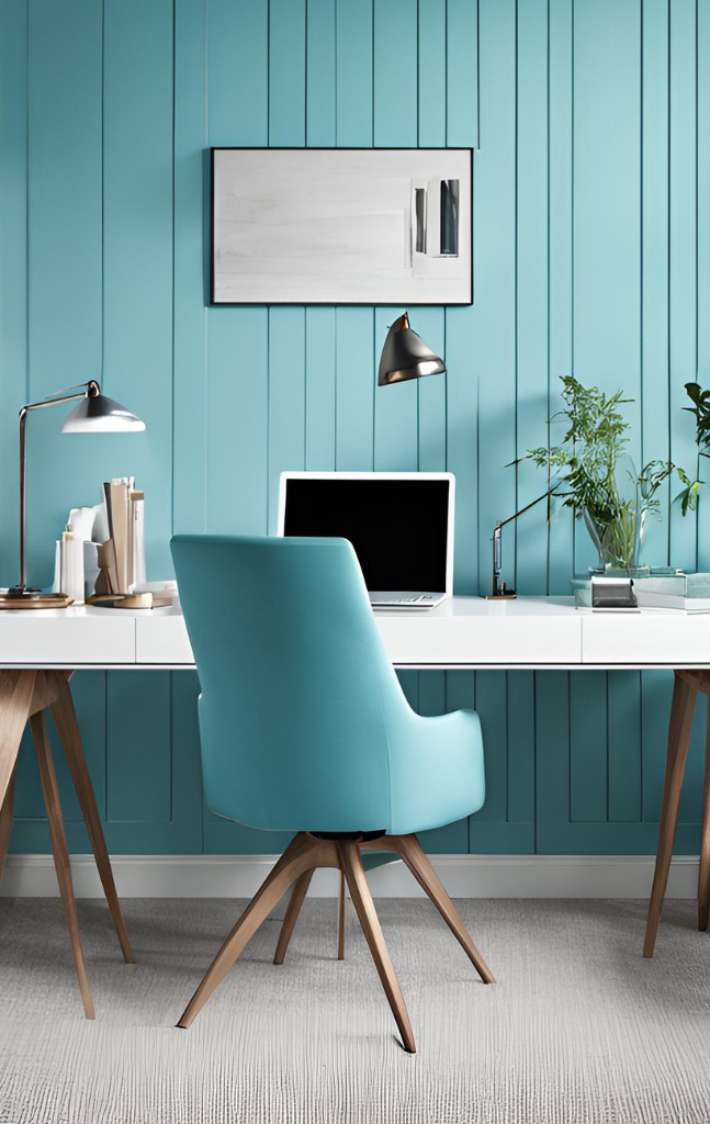 aqua blue home office